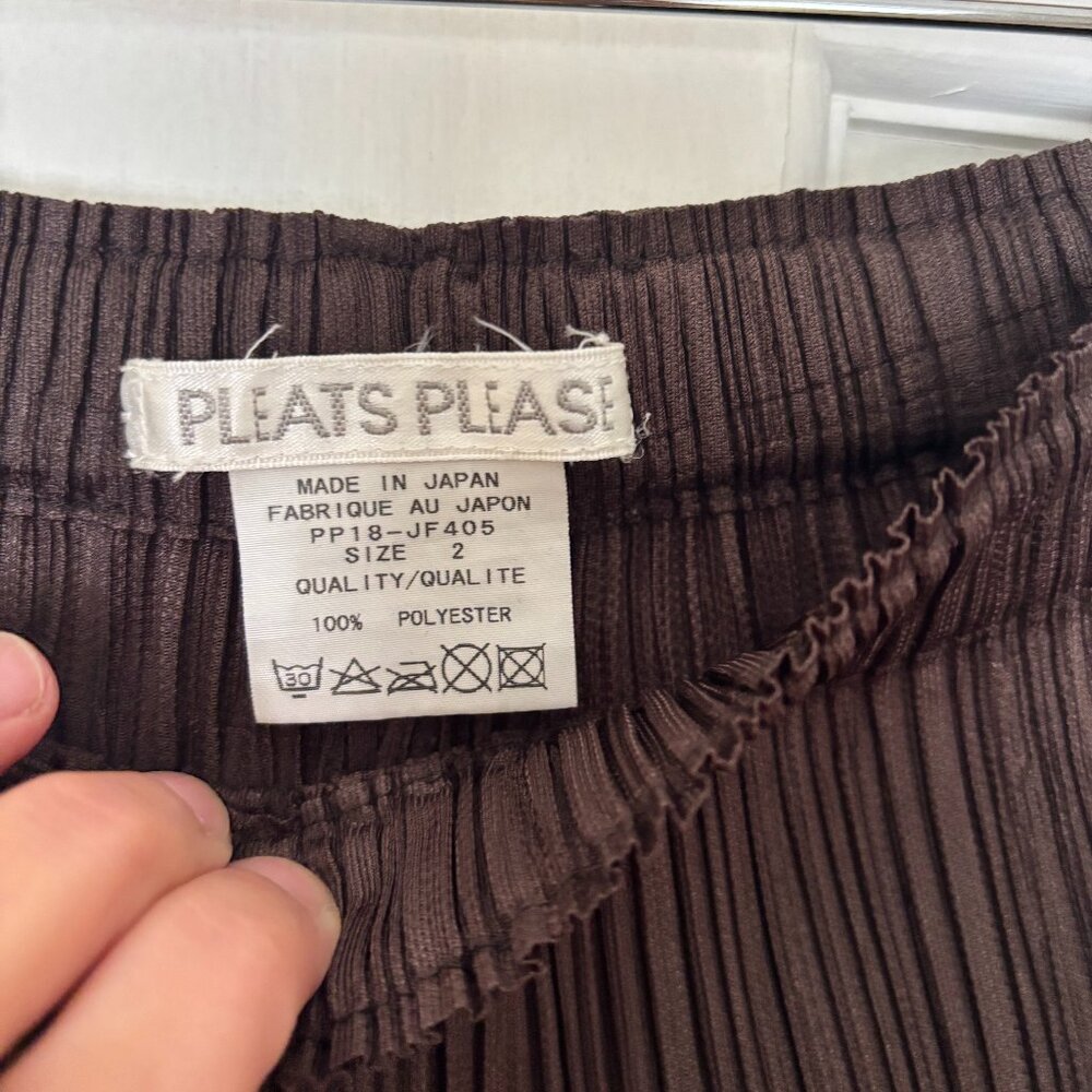 Issey Miyake Pleats Please Basics Pants Brown Sarouel - Size 2